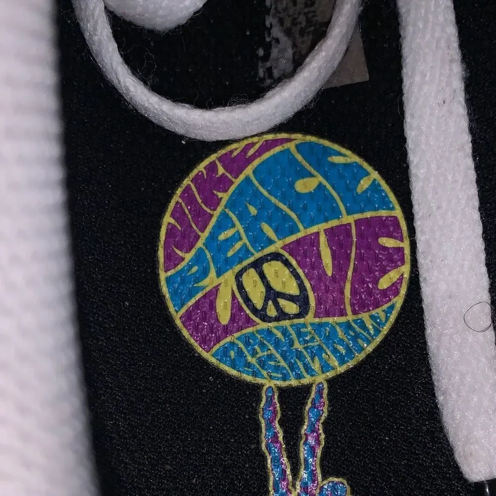 Nike Bright Yellow and Black peace love Air Force 1 Sneakers size 7y